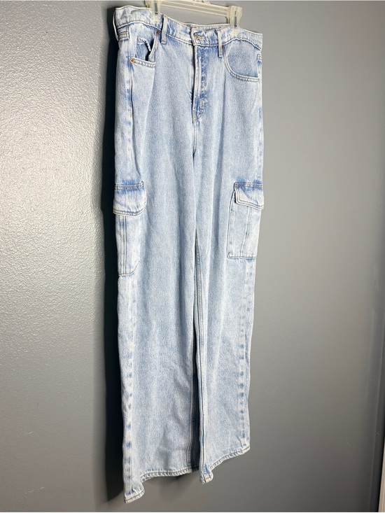 Old Navy Denim - Old Navy Light Blue Wash Wide-Leg High-Rise Cargo Pant Jeans Streetwear 12